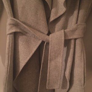 Zara Belted Wool Blend Coat / Light Gray / Long Wrap / XS